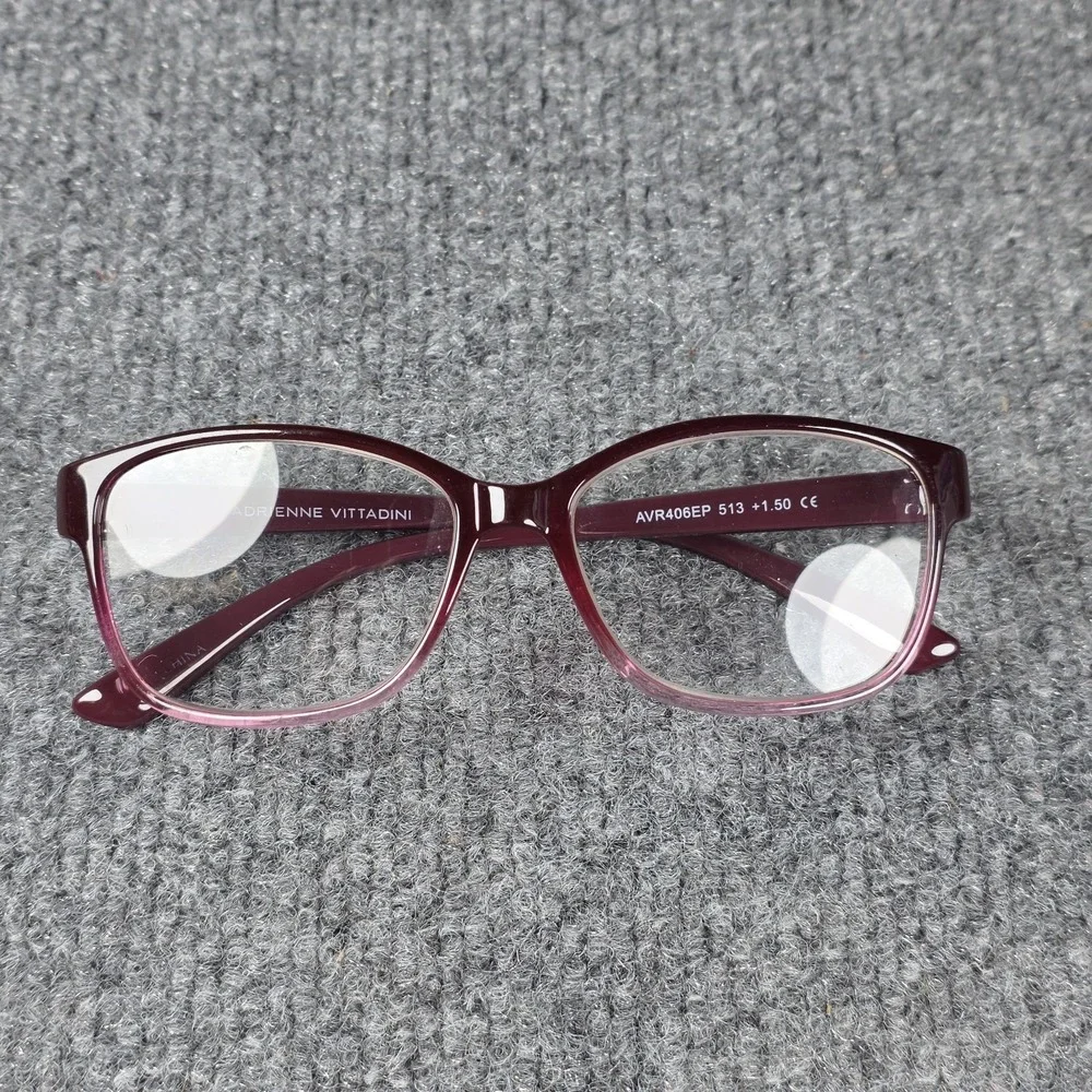 Adrienne Vittadini Cat Eye Readers +1.50 Black Clear Frame AVR406EP‎